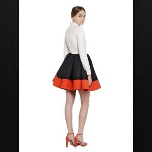Valentino Tri Colorblock Crepe Full Skirt Fit & Flare Dress, Size 38